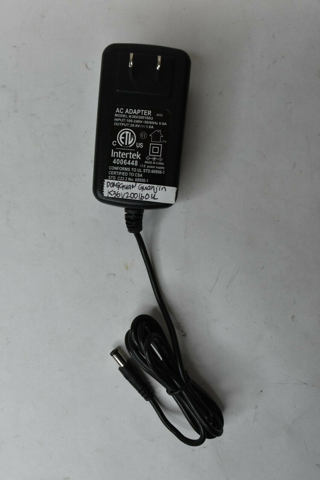 Dongguan Guanjin AC Adapter Power Supply Unit K36V200160U 20V 1.6A Features: Powered Output Voltage: 20 V Brand: Dongguan Guanjin AC Adapter Power Supply Unit K36V200160U 20V 1.6A Features: Powered Output Voltage: 20 V Brand: